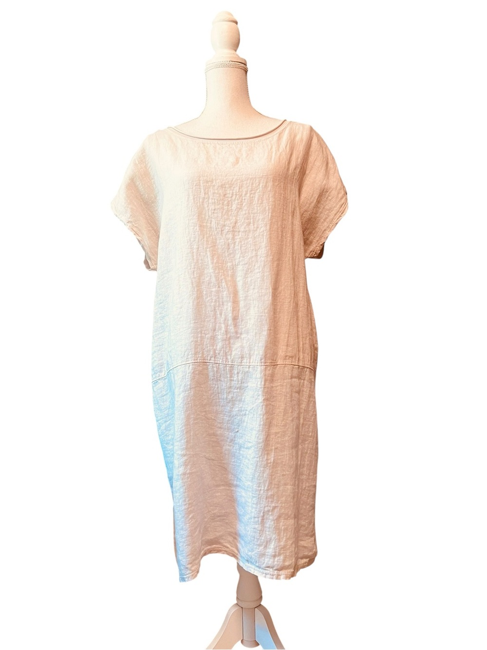 Lia Ella Collection Cream Lightweight Midi Shift Dress NWT